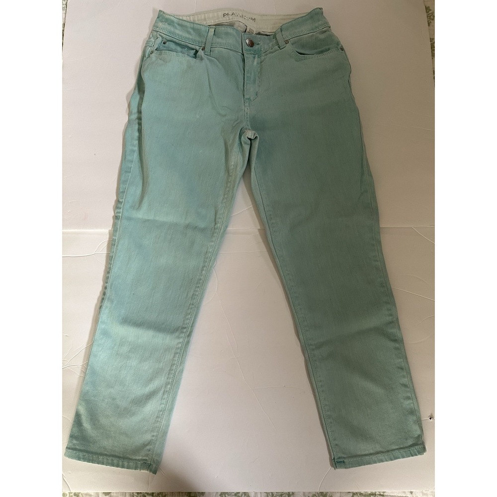 Chico's platinum size 00 women's teal/aqua cotton/spandex pants
